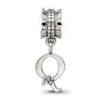 Sterling Silver 925 Antiqued Letter Q Dangle Bead Solid Cast Design