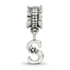 Sophia Jewelers Sterling Silver 925 Letter S Dangle Bead with Antiqued Finish