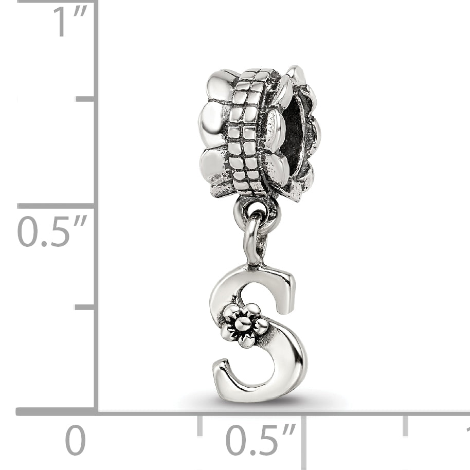 Sterling Silver Reflections Letter S Dangle Bead