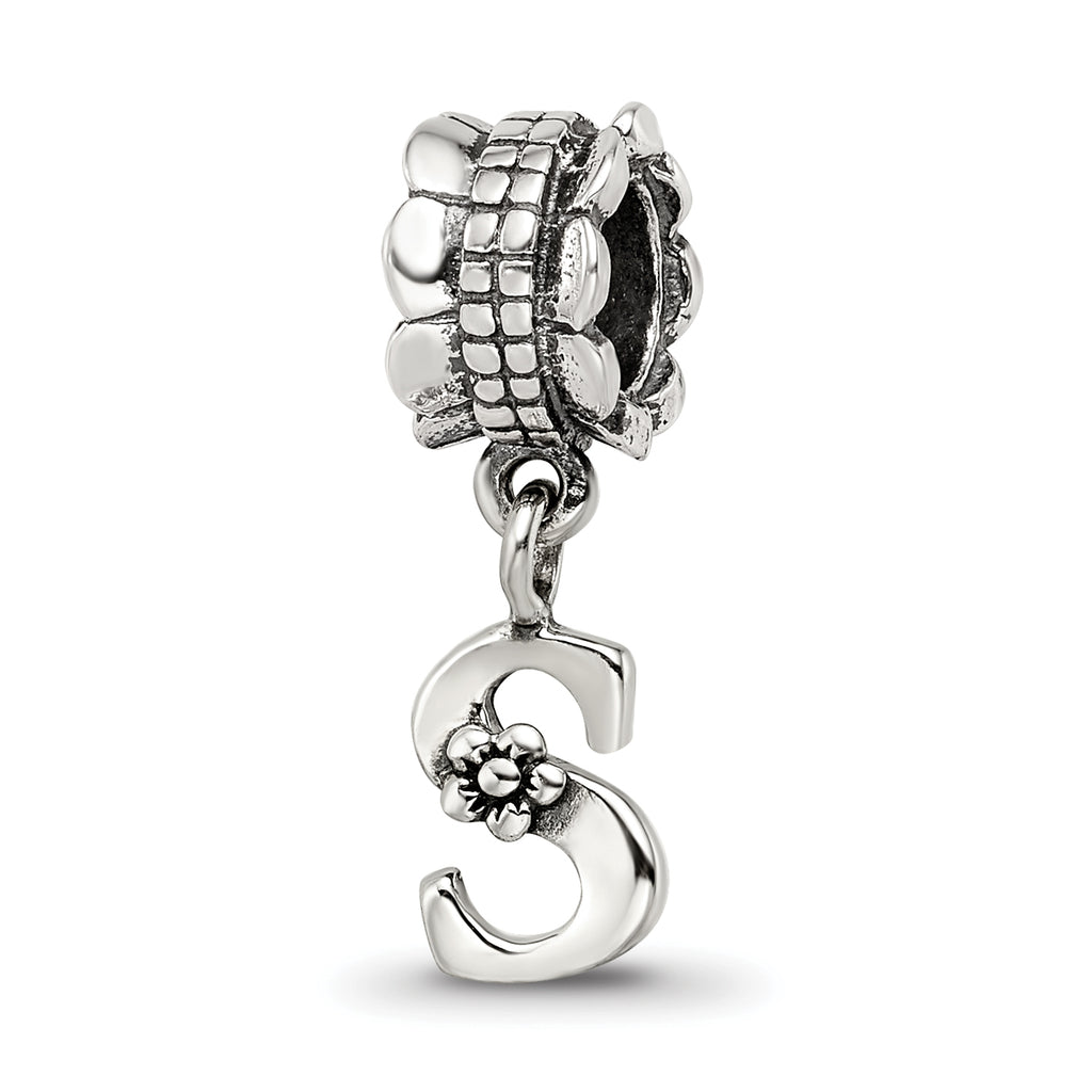 Sterling Silver Reflections Letter S Dangle Bead