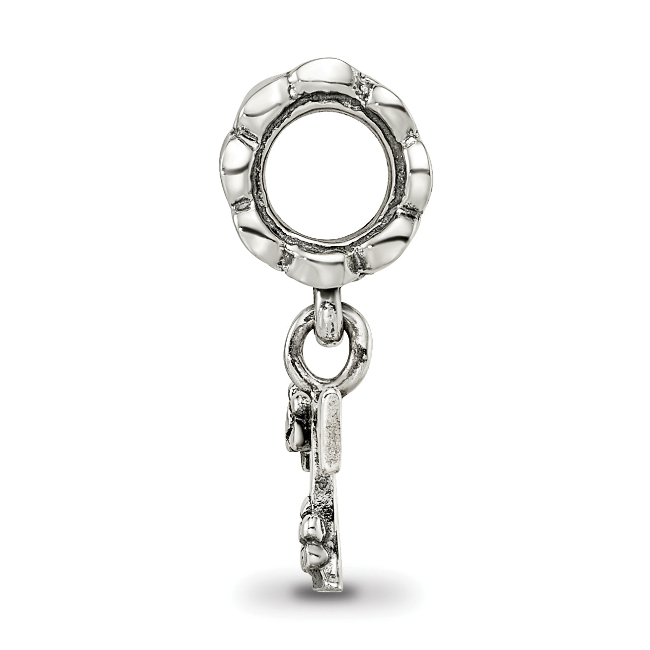 Sterling Silver 925 Antiqued Letter T Dangle Bead Lightweight Solid Charm Secondary image