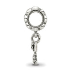 Sterling Silver 925 Antiqued Letter T Dangle Bead Lightweight Solid Charm
