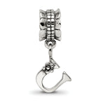 Sterling Silver 925 U Dangle Bead with Antiqued Finish Alphabet Charm