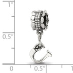 Sterling Silver 925 U Dangle Bead with Antiqued Finish Alphabet Charm