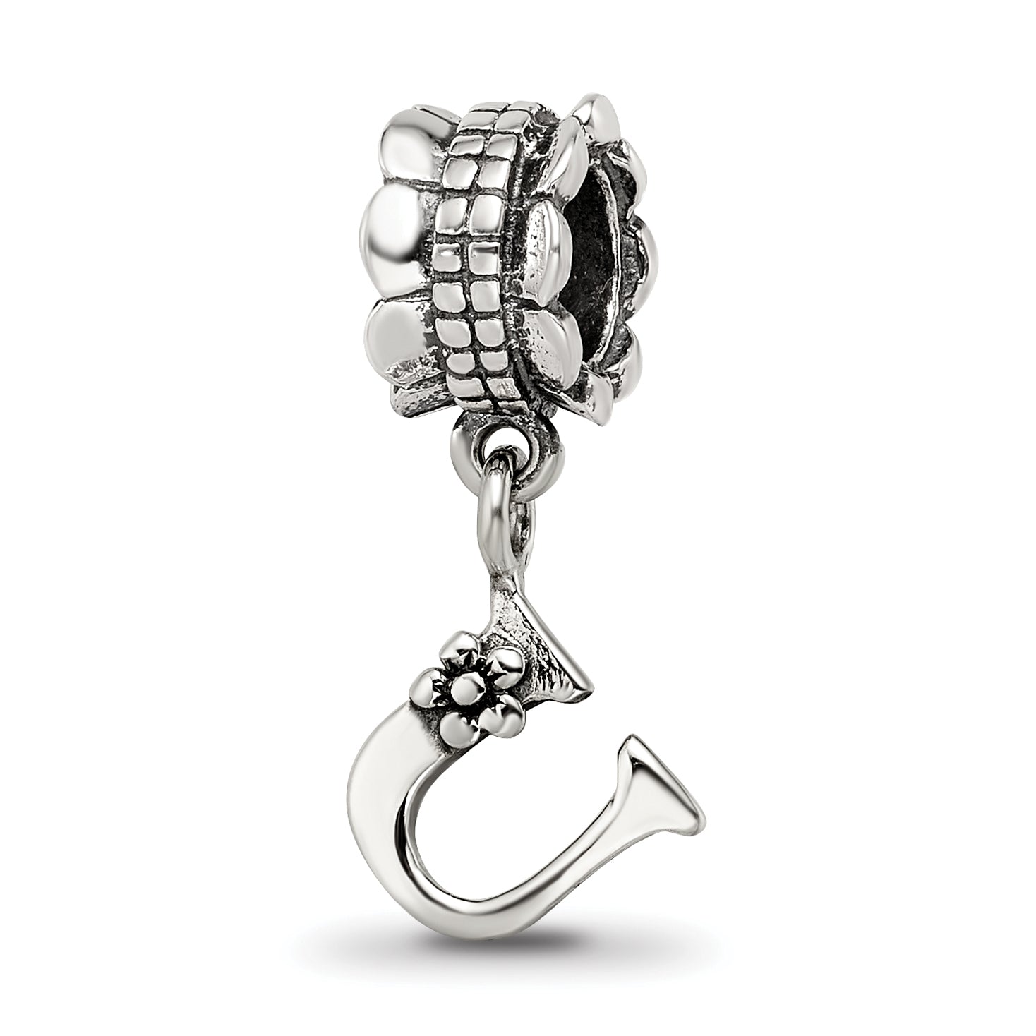 Sterling Silver Reflections Letter U Dangle Bead Main image