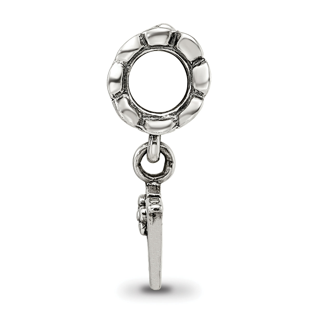 Sterling Silver 925 Letter V Dangle Bead with Antiqued Finish Secondary image