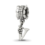 Sterling Silver Reflections Letter V Dangle Bead