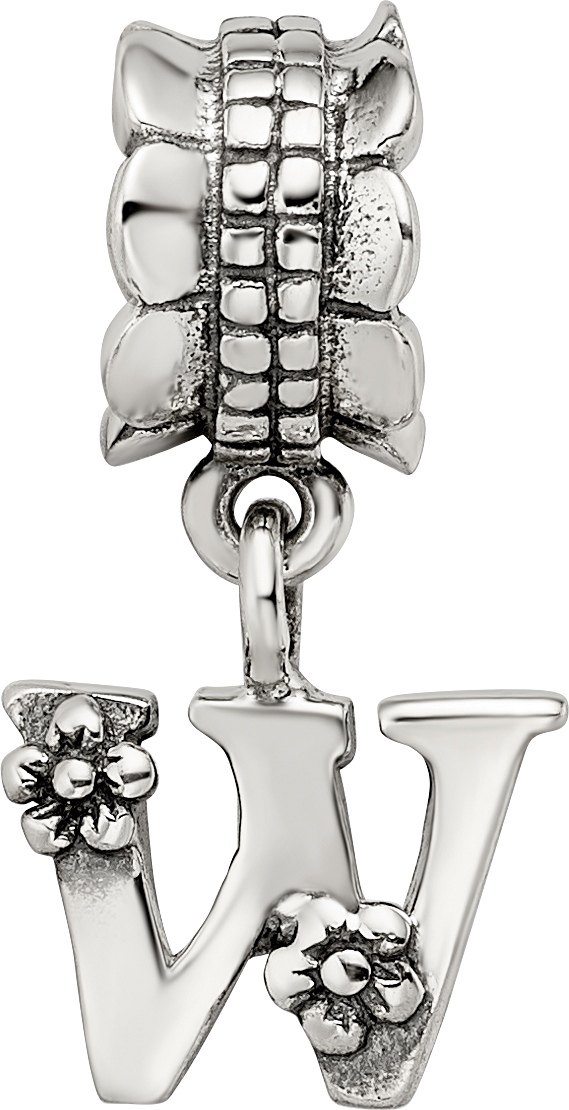 Sterling Silver Reflections Letter W Dangle Bead