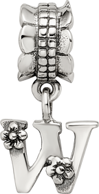 Sterling Silver Reflections Letter W Dangle Bead