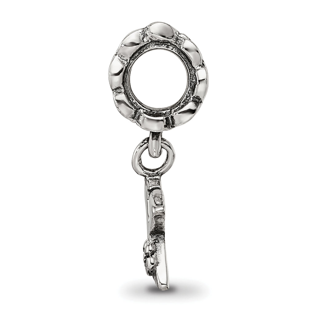 Sterling Silver 925 Letter X Dangle Bead with Antiqued Finish Solid Cast Design
