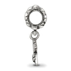 Sterling Silver 925 Letter X Dangle Bead with Antiqued Finish Solid Cast Design