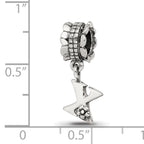 Sterling Silver 925 Letter X Dangle Bead with Antiqued Finish Solid Cast Design