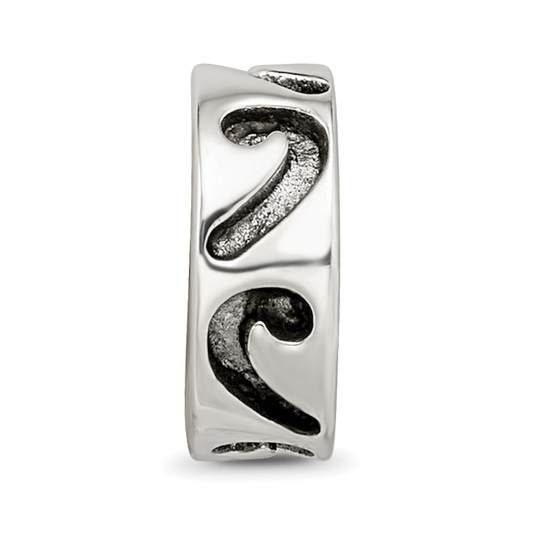 925 Sterling Silver Antiqued Stopper Bead with Solid Cast Design