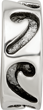 925 Sterling Silver Antiqued Stopper Bead with Solid Cast Design