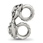 Sterling Silver 925 CZ Connector Bead with Antiqued Finish, Solid Design