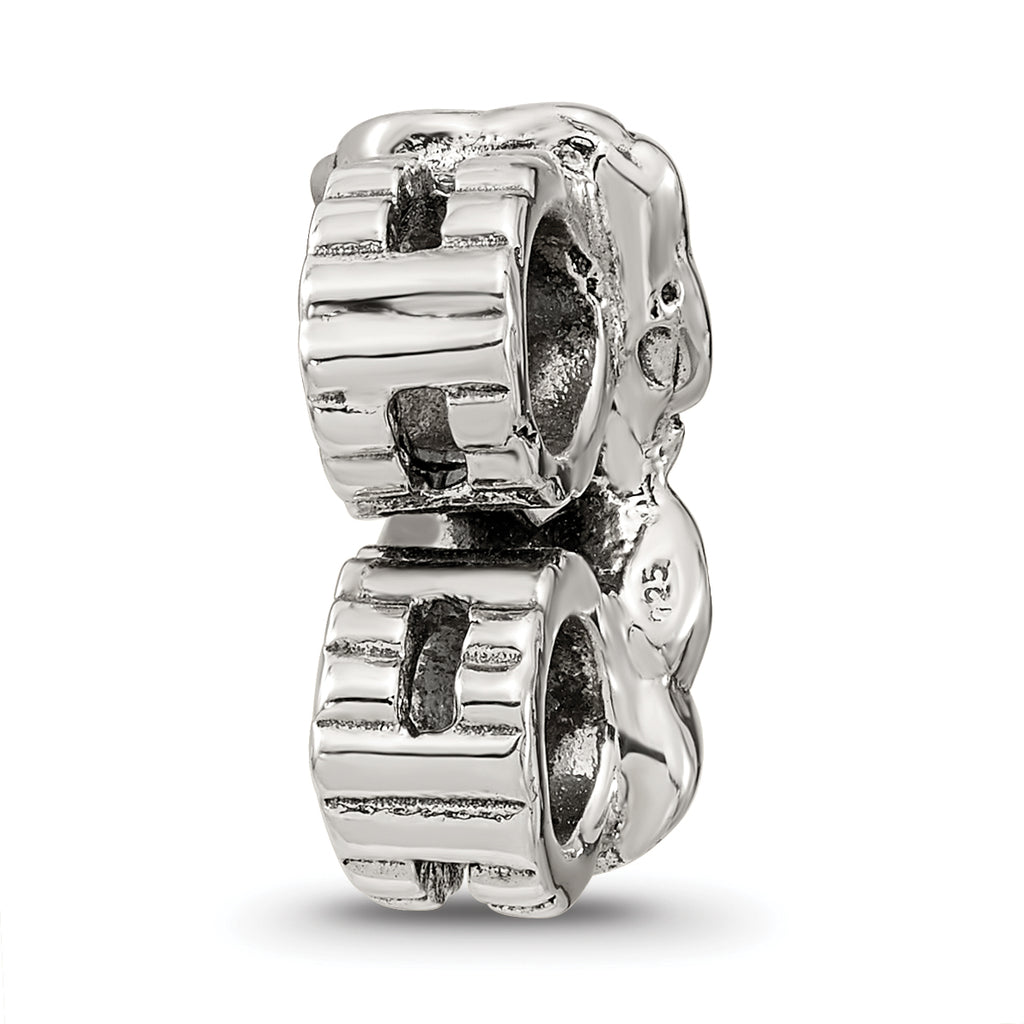 Sterling Silver 925 CZ Connector Bead with Antiqued Finish, Solid Design