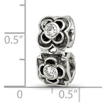 Sterling Silver 925 CZ Connector Bead with Antiqued Finish, Solid Design