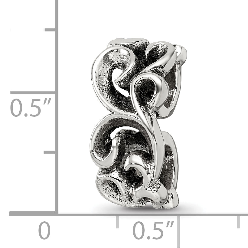 Sophia Jewelers Sterling Silver Scroll Bead with Antiqued Finish
