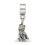 Sterling Silver 925 Cat Dangle Bead for Kids with Antiqued Finish