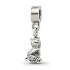Sterling Silver 925 Cat Dangle Bead for Kids with Antiqued Finish