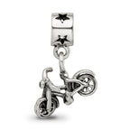 Sterling Silver 925 Bicycle Dangle Bead for Kids, Antiqued Finish
