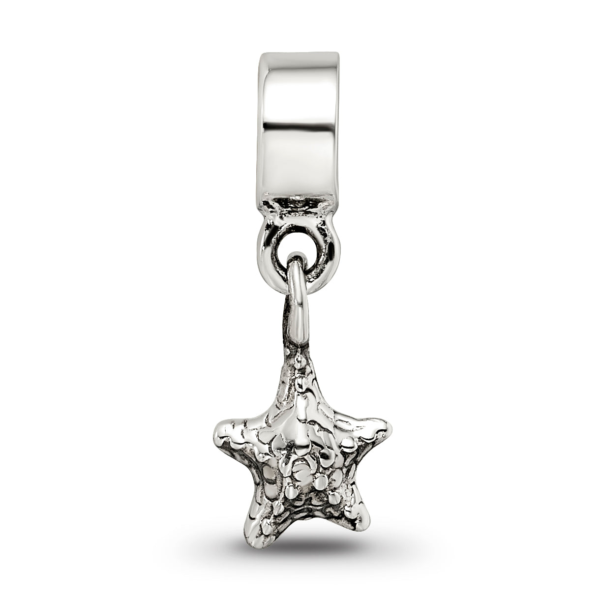 Sterling Silver 925 Star Dangle Bead for Kids with Antiqued Finish