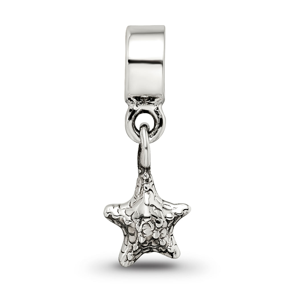 Sterling Silver 925 Star Dangle Bead for Kids with Antiqued Finish