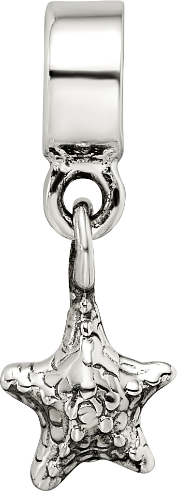 Sterling Silver 925 Star Dangle Bead for Kids with Antiqued Finish
