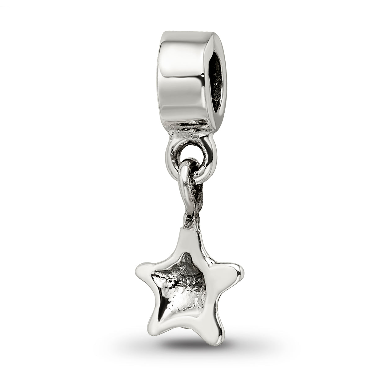Sterling Silver 925 Star Dangle Bead for Kids with Antiqued Finish