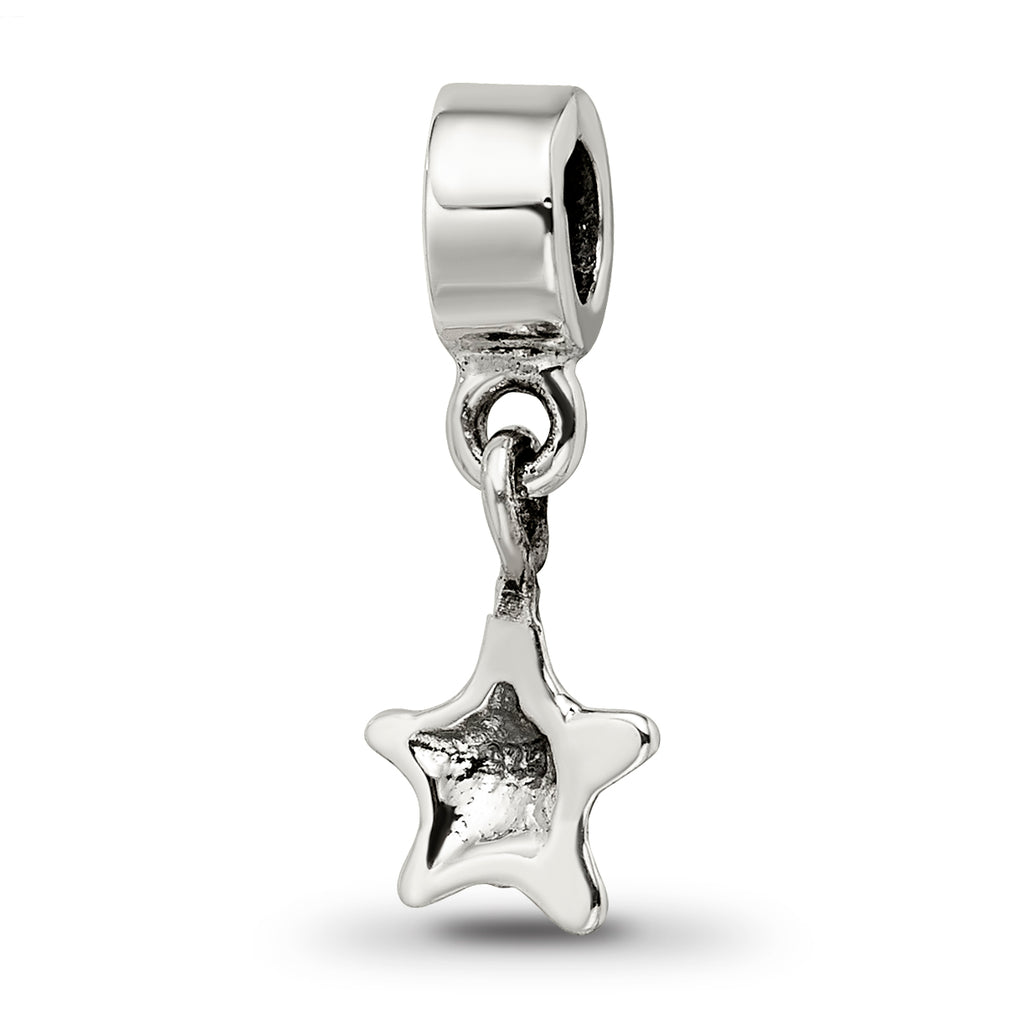 Sterling Silver 925 Star Dangle Bead for Kids with Antiqued Finish