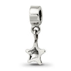 Sterling Silver 925 Star Dangle Bead for Kids with Antiqued Finish
