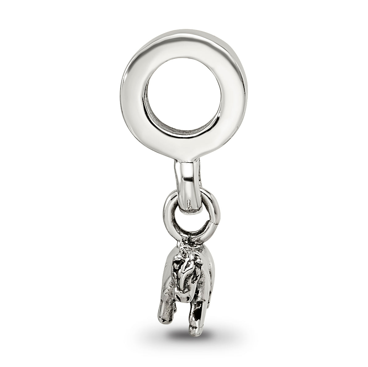 Sterling Silver Kids Pony Dangle Bead with Antiqued Finish by Sophia Jewelers Secondary image