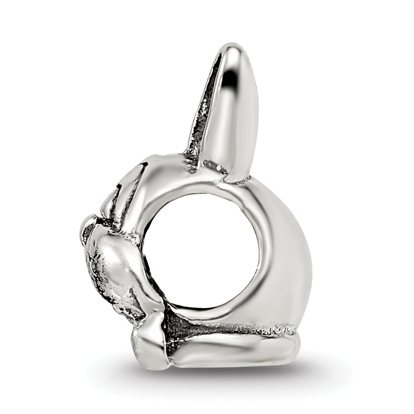 Sterling Silver 925 Antiqued Easter Bunny Bead with Solid Cast Design