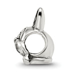 Sterling Silver 925 Antiqued Easter Bunny Bead with Solid Cast Design
