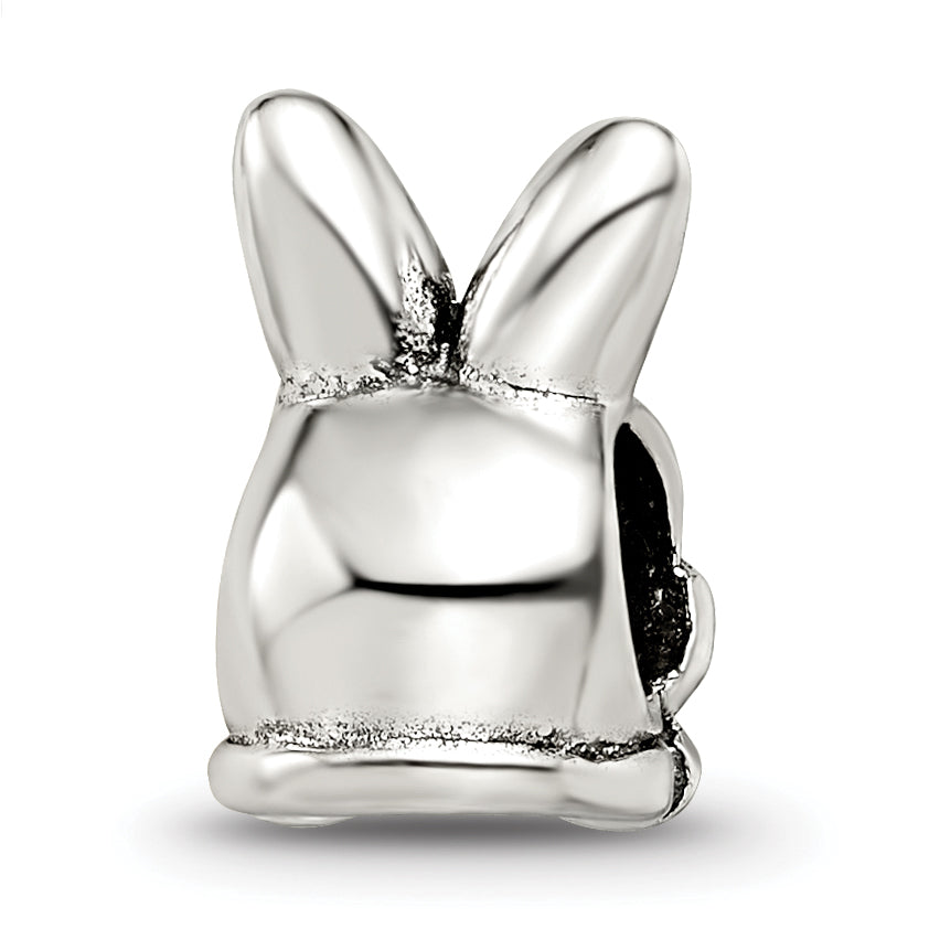 Sterling Silver 925 Antiqued Easter Bunny Bead with Solid Cast Design