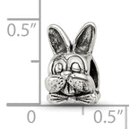Sterling Silver 925 Antiqued Easter Bunny Bead with Solid Cast Design