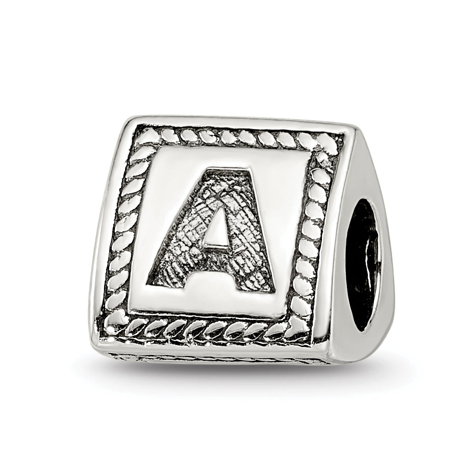 Sterling Silver Reflections Letter A Triangle Block Bead Main image