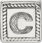 925 Sterling Silver Antiqued Letter C Triangle Bead Solid & Elegant Design