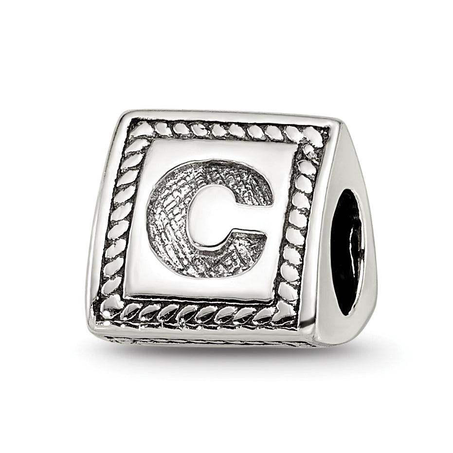Sterling Silver Reflections Letter C Triangle Block Bead Main image