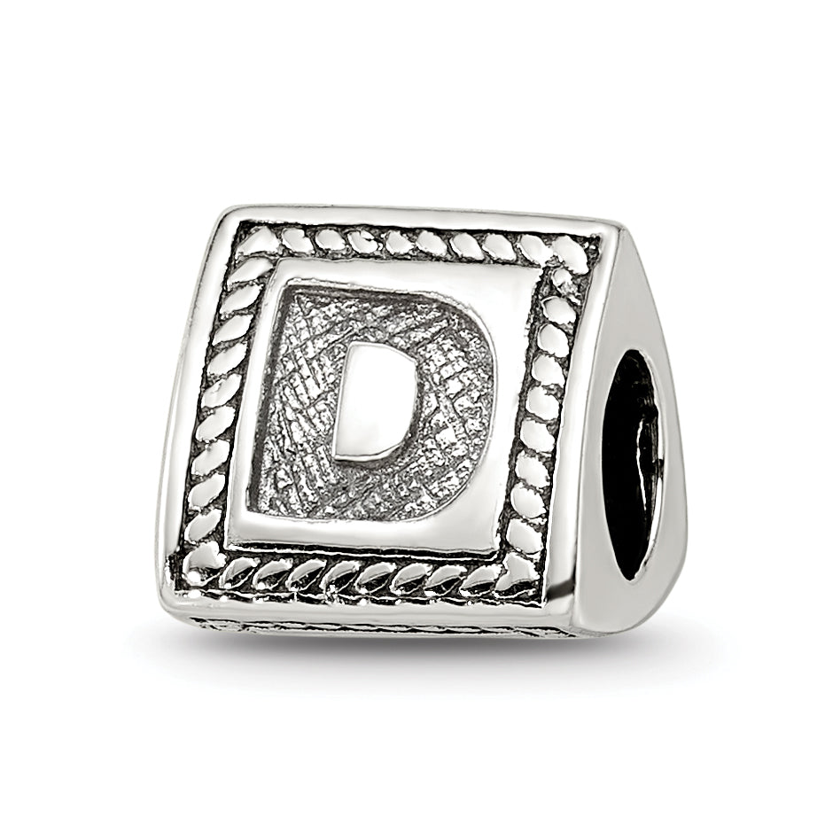 Sterling Silver Reflections Letter D Triangle Block Bead Main image
