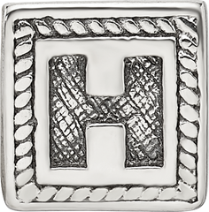 Sterling Silver Reflections Letter H Triangle Block Bead
