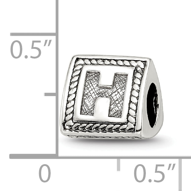 Sterling Silver Reflections Letter H Triangle Block Bead