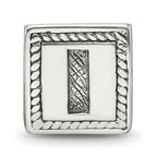 Sterling Silver Antiqued Letter I Block Bead, Solid 925 Casted Charm