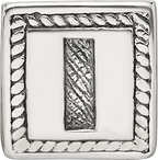 Sterling Silver Antiqued Letter I Block Bead, Solid 925 Casted Charm