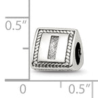 Sterling Silver Antiqued Letter I Block Bead, Solid 925 Casted Charm