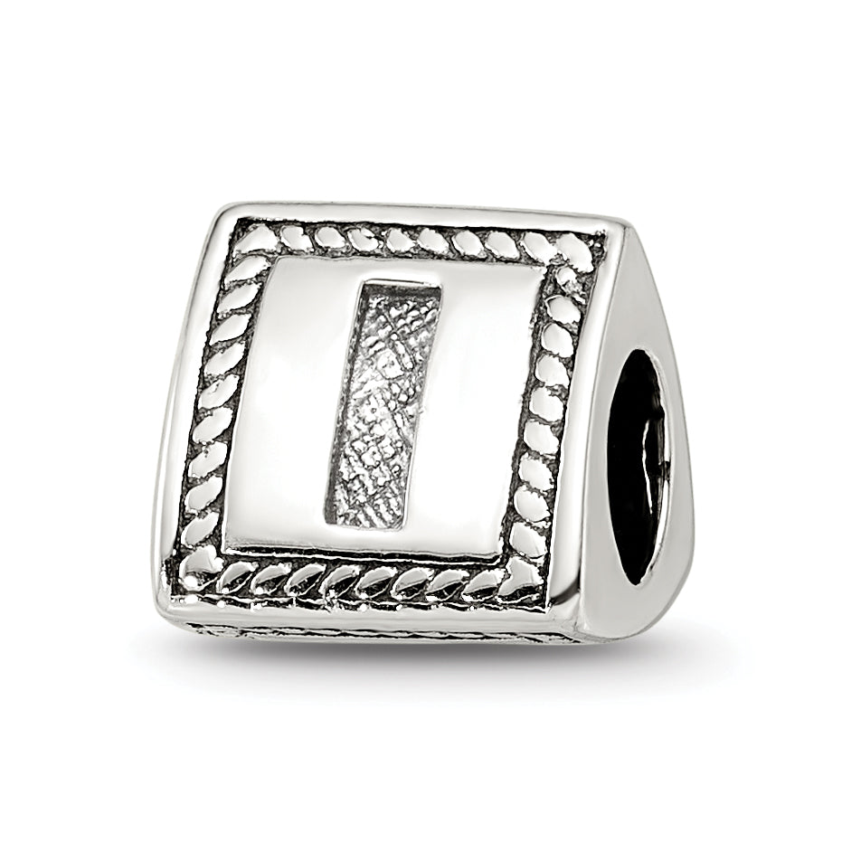 Sterling Silver Reflections Letter I Triangle Block Bead