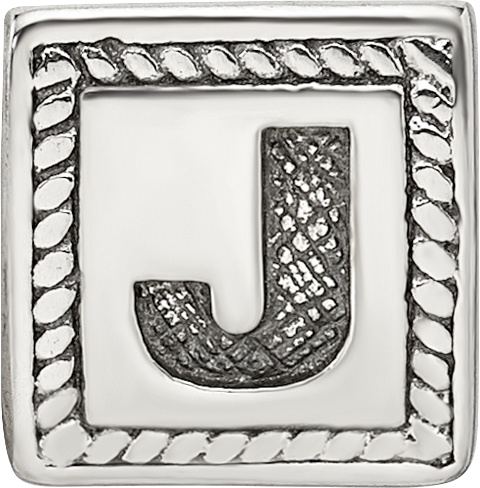 Sterling Silver Reflections Letter J Triangle Block Bead