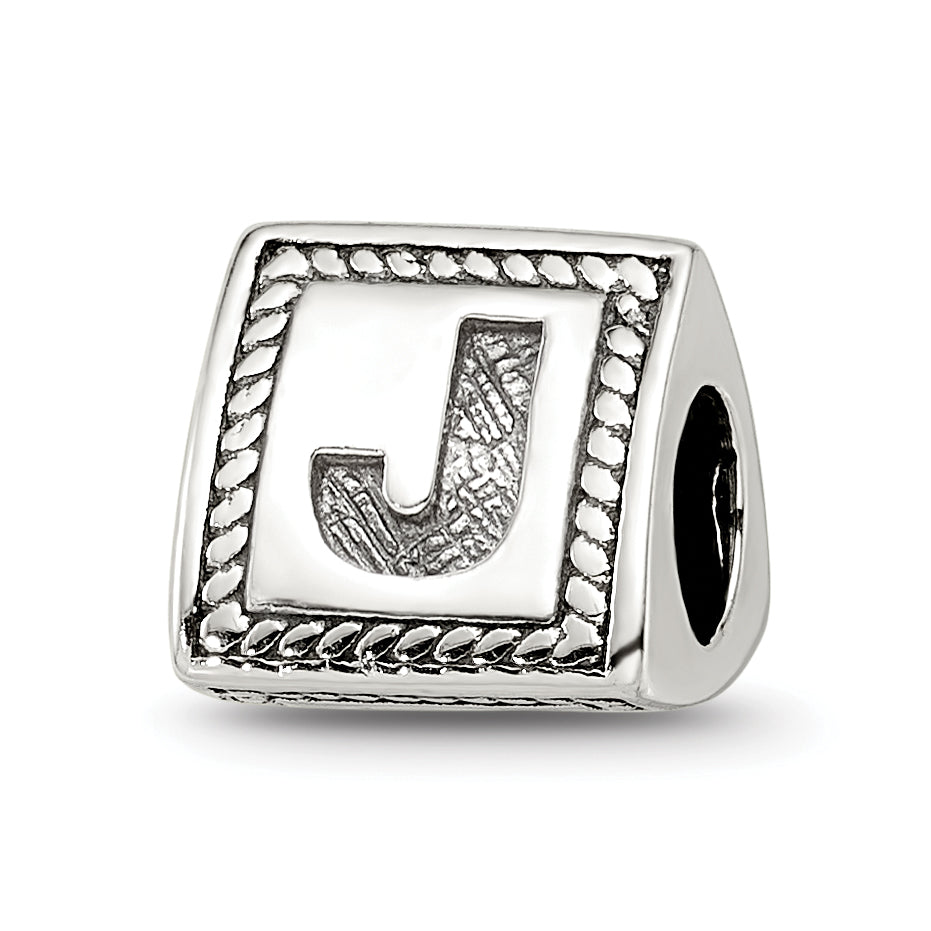 Sterling Silver Reflections Letter J Triangle Block Bead Main image