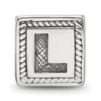 Sophia Jewelers 925 Sterling Silver Antiqued Letter L Block Bead.