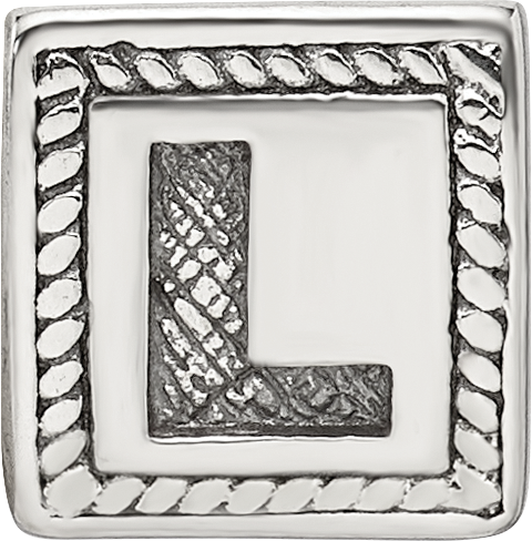 Sophia Jewelers 925 Sterling Silver Antiqued Letter L Block Bead.